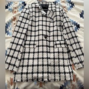 Ellen Tracy Black and White Plaid Blazer